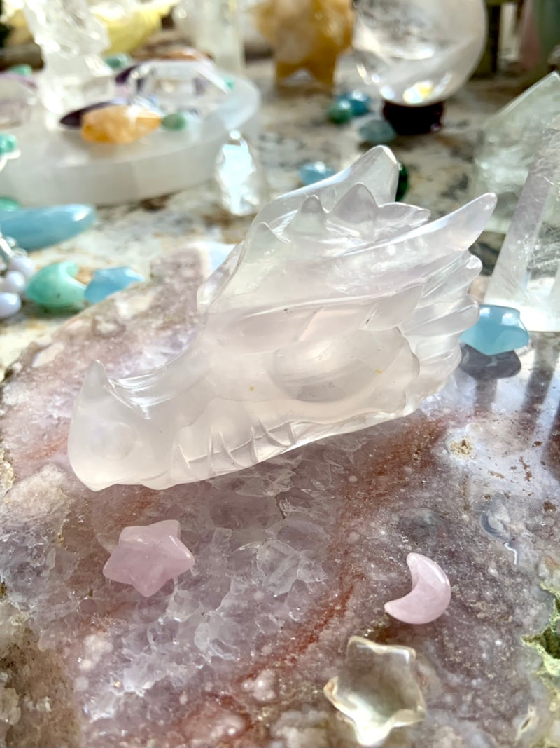 Transparent Lilac Yttrium Fluorite Dragon Head