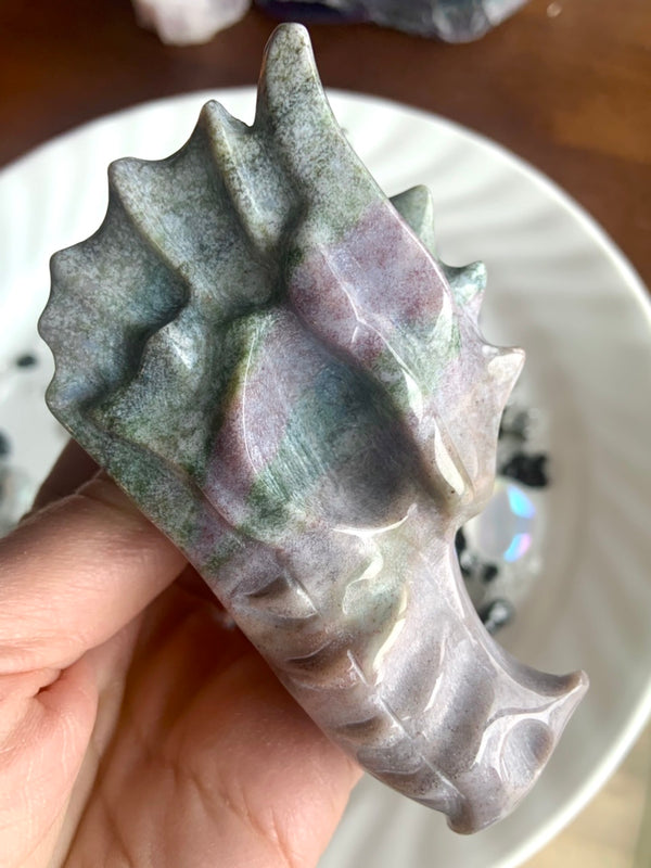 Pastel Ocean Jasper Dragon Head