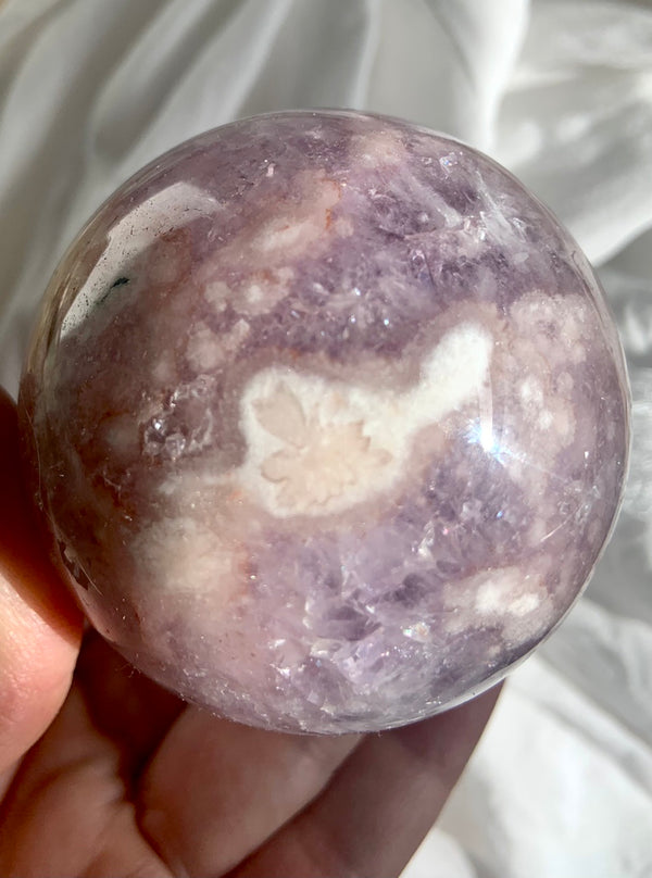 Amethyst x Flower Agate Sphere