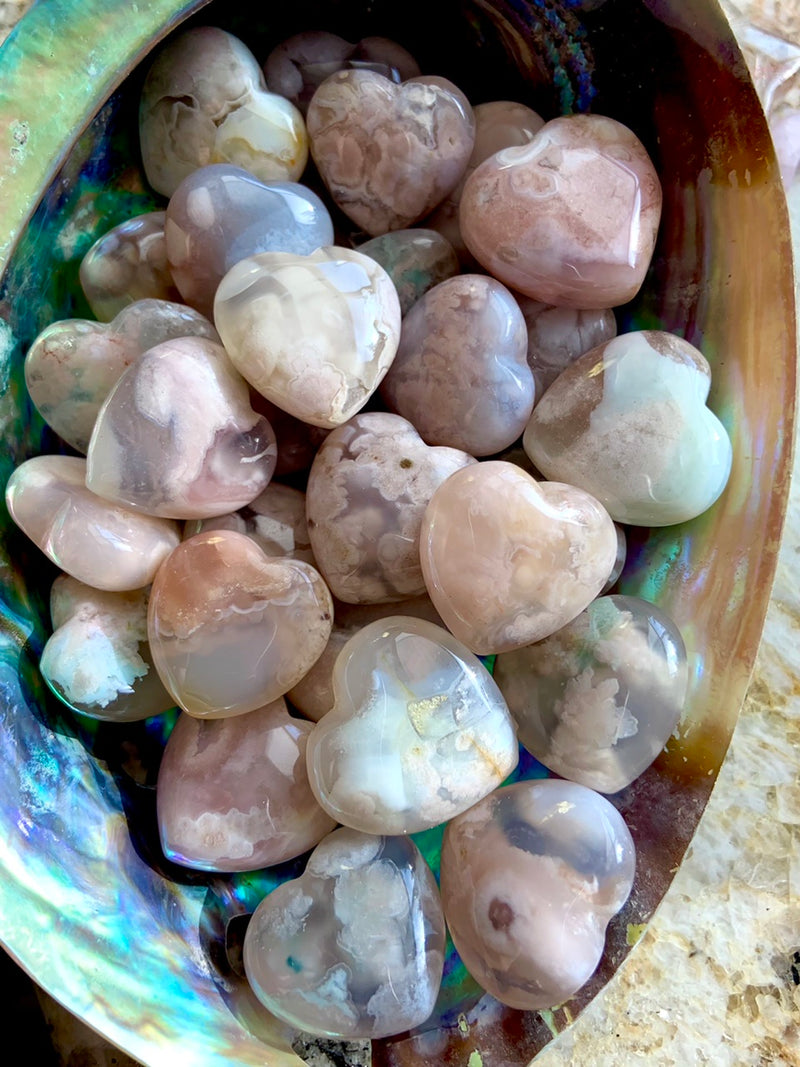 Mini Flower Agate Hearts