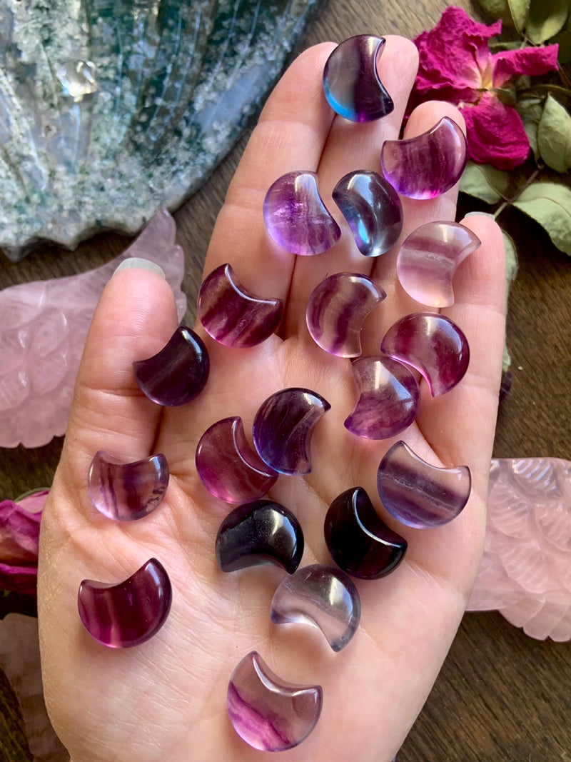 Mini Rainbow Fluorite Moons