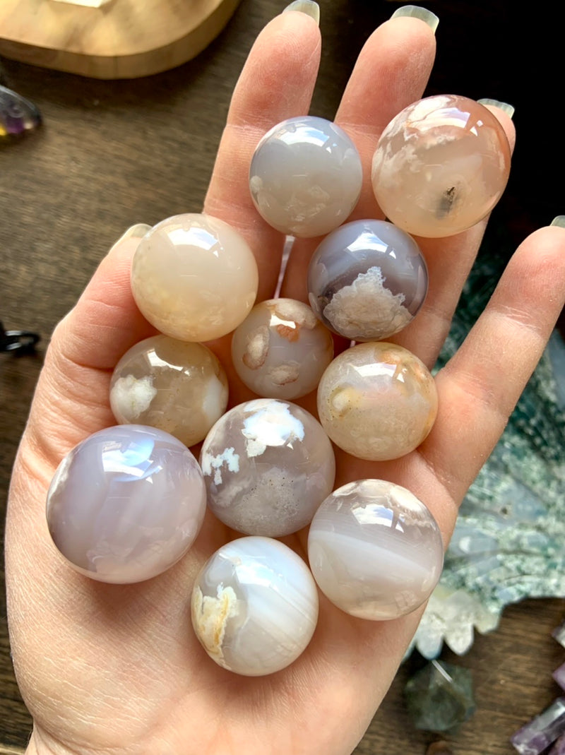 Small Flower Agate Spheres