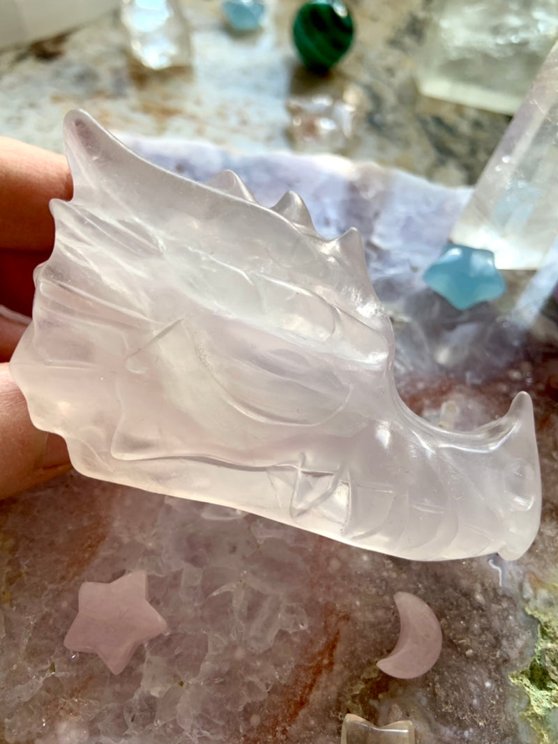 Transparent Lilac Yttrium Fluorite Dragon Head