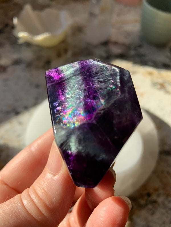 Deep Purple Rainbow Fluorite Gem