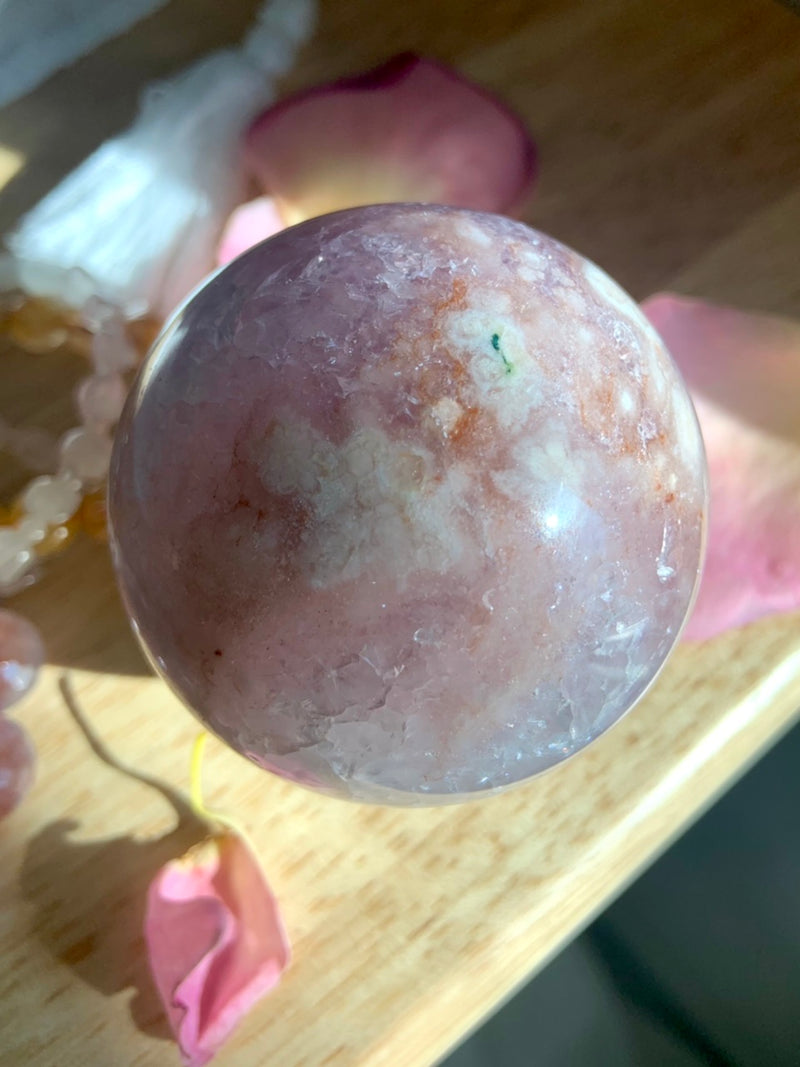 Amethyst x Flower Agate Sphere