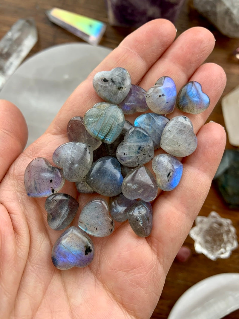 Flashy Mini Labradorite Hearts