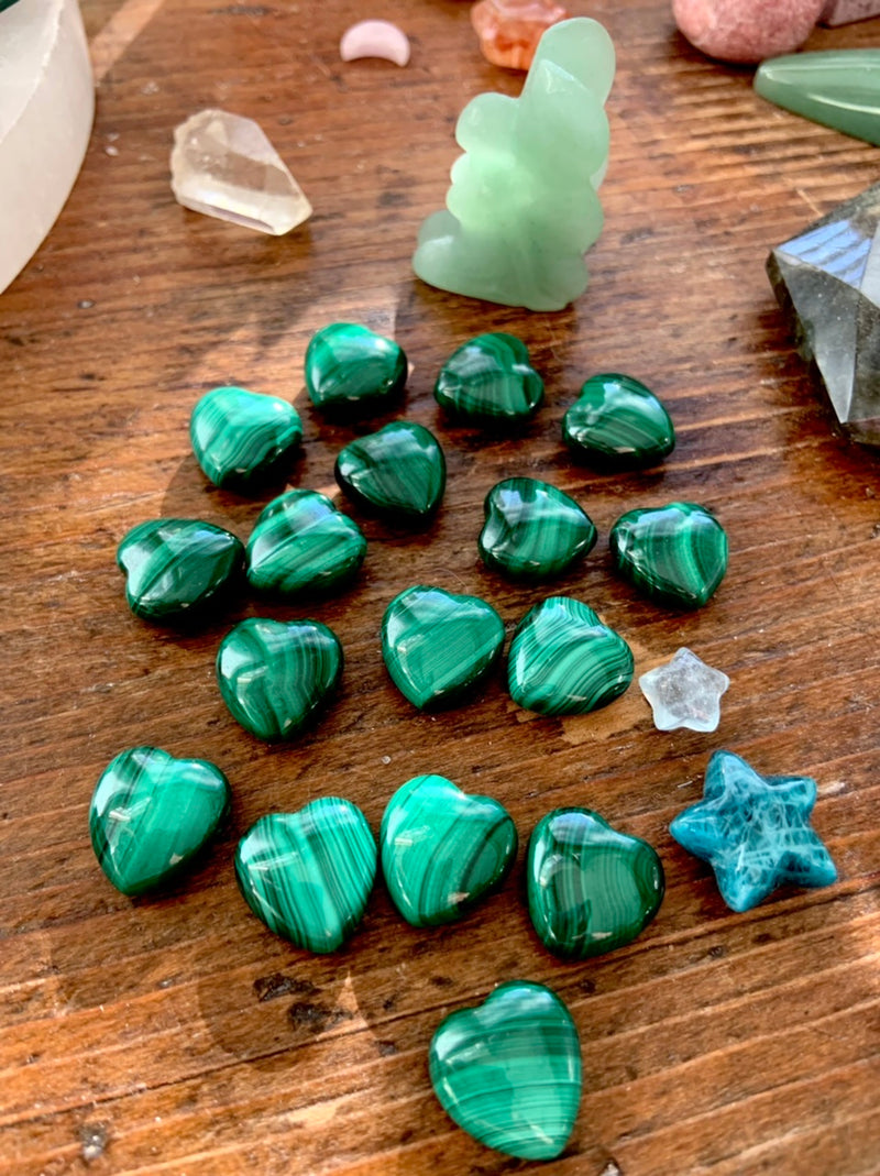 Mini Malachite Hearts