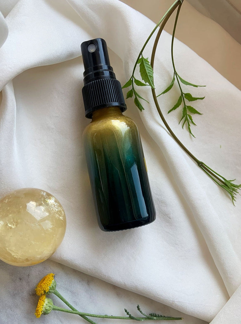 Golden Ray Gem Elixir for Abundance, Crystal Infused Aura Mist by SpaGoddess Apothecary