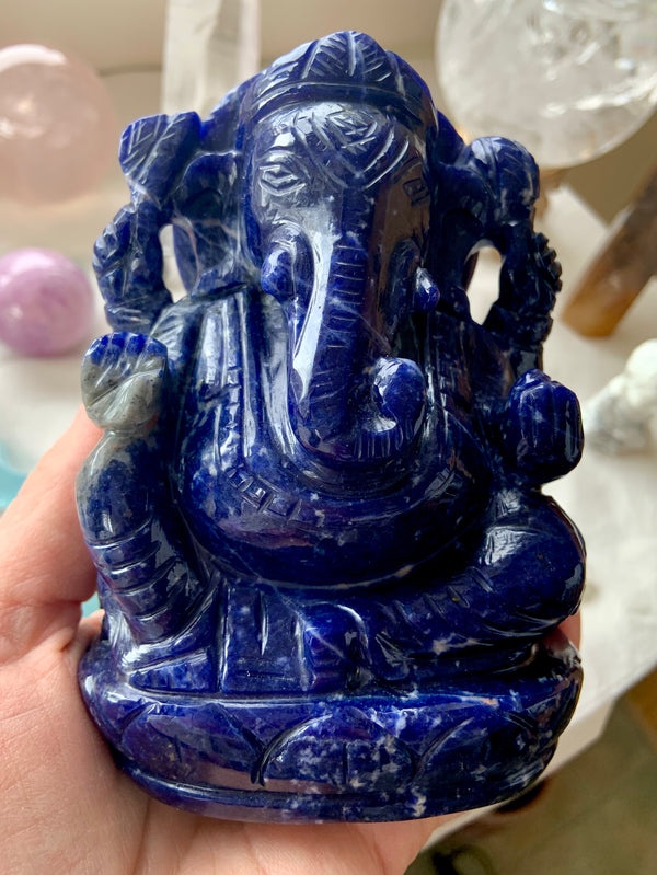 Hand-Carved Sodalite Ganesha