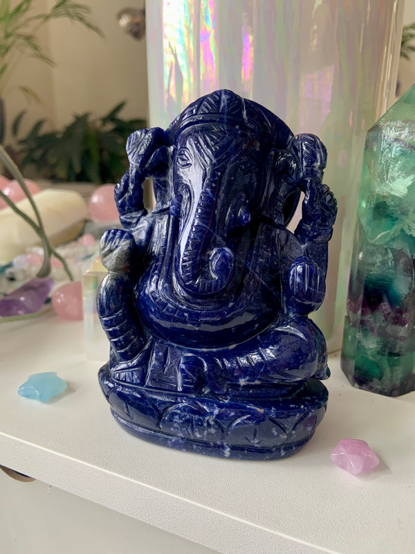 Hand-Carved Sodalite Ganesha